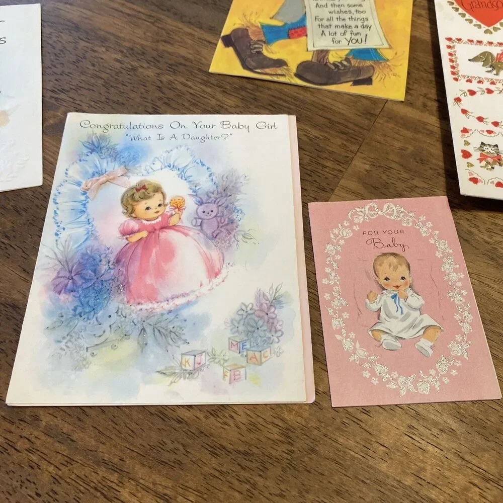 Vintage Greeting Cards Lot Of 12 Birthday Boy Girl New Baby Anthropomorphic